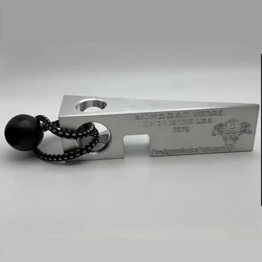 Metal bottle opener with black ball chain for The Billy G.O.A.T. Wedge aluminum forcible entry