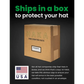 Brown cardboard box labeled HAKA FINE CRAFTED HATS for Thin Blue Line Trucker Hat