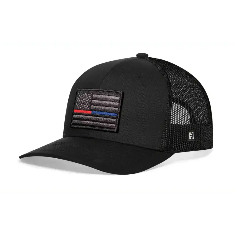 Chief Miller Trucker Hat Thin Red & Blue Line Trucker Hat  |  Black 1st Responders Snapback Apparel