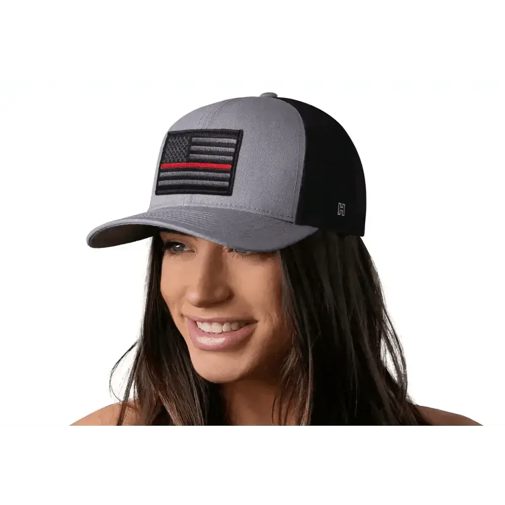 Chief Miller Trucker Hat Thin Red Line Trucker Hat  |  Gray Black Fire Snapback Apparel