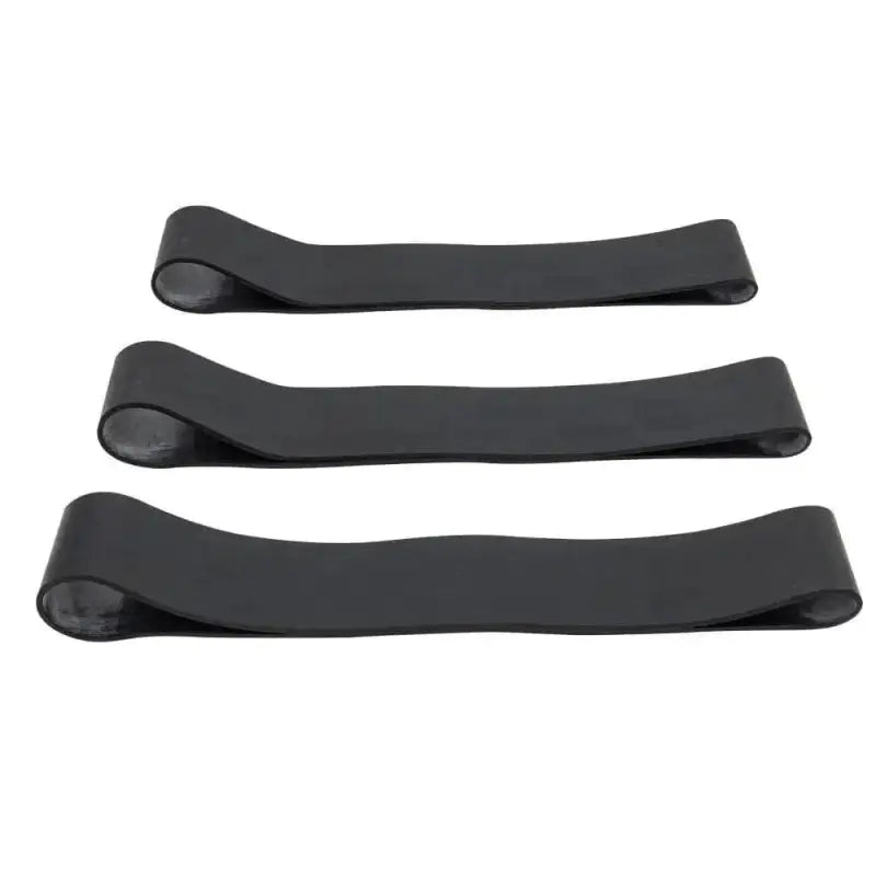 Three black elastic resistance bands for the Line2Design Rubber Firefighter Helmet Band 3PK