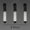 Three black and silver reflective FRE Adjustable Hose Straps for versatile support