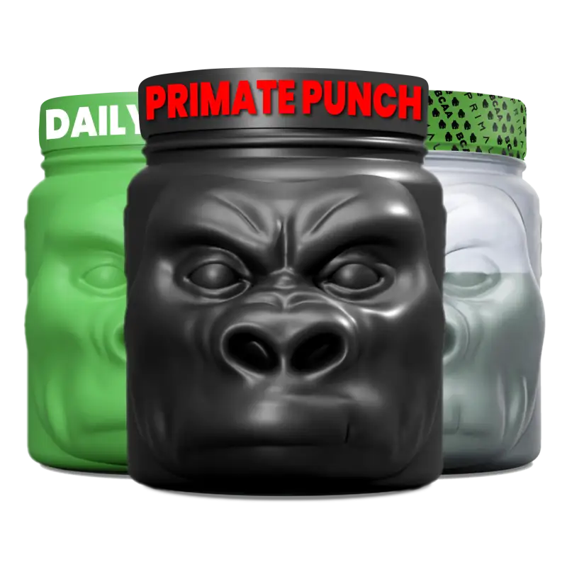 Gorilla-shaped supplement containers from Preprimal Value Bundle for First Responders and Firefighters