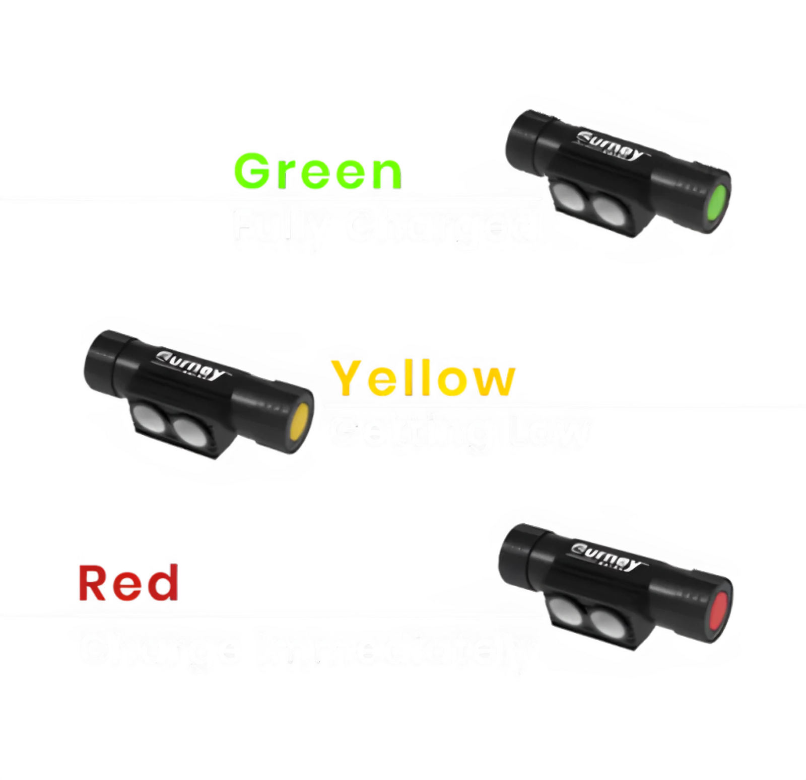 Three flashlights with green, yellow, and red lights for Manual Cot Lighting System