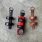 Three leather flashlight holders designed for inverted firefighter flashlights and firefighter flashlight holder use