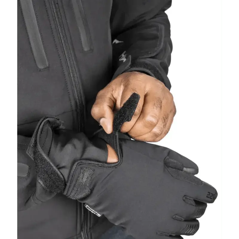 Dark gray winter glove with adjustable wrist strap for Tradecraft Tactical Jacket 2.0