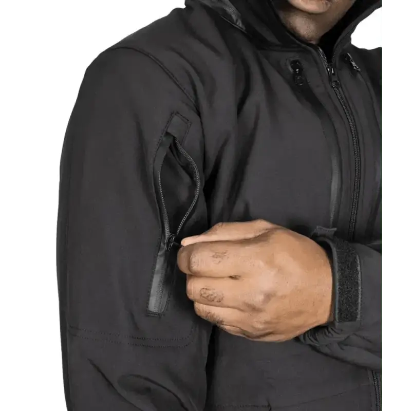 Black Tradecraft Tactical Jacket 2.0 with arm pockets and body armor panel compatibility