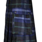 Traditional Scottish Tartan Utility Kilt in blue and green plaid pattern with pockets