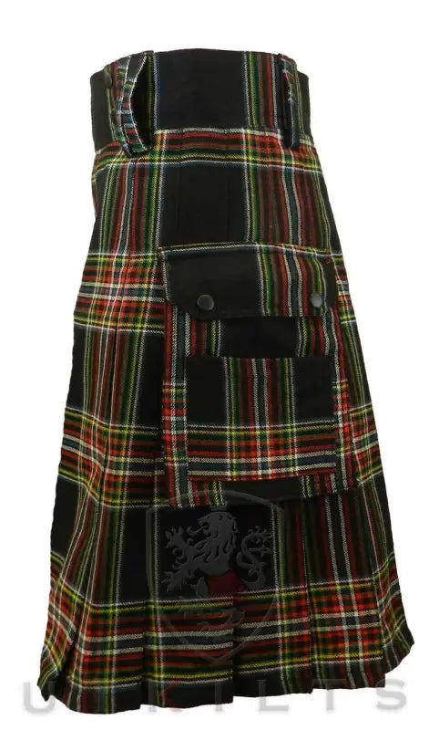 Traditional Scottish Tartan Utility Kilt featuring World Celt Tartan and cargo pockets