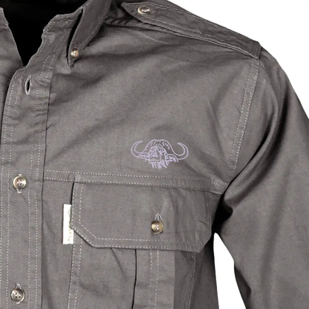 Trail Shirt for Men with Embroidered Buffalo Logo - L/Sleeve - Chief Miller Apparel