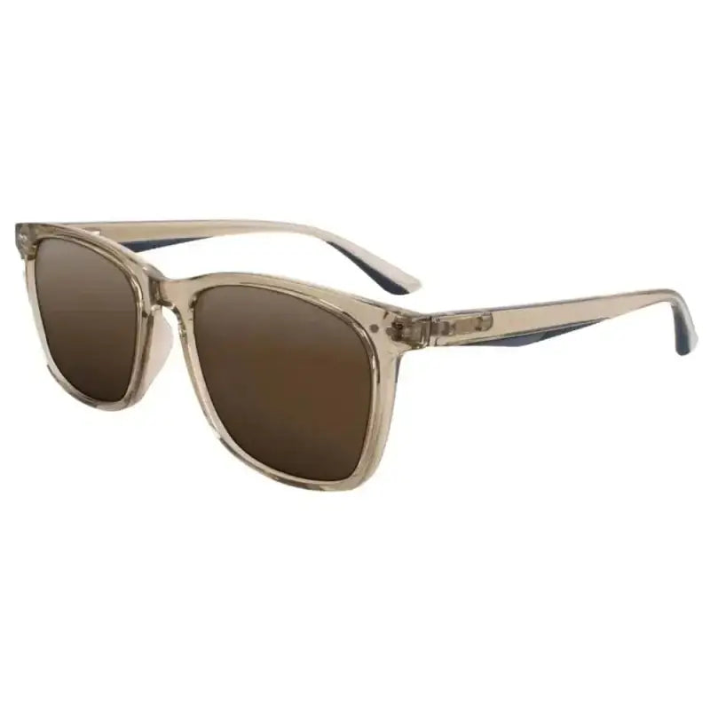 Translucent beige Solect Navigator Polarized Sunglasses with brown lenses in square frame