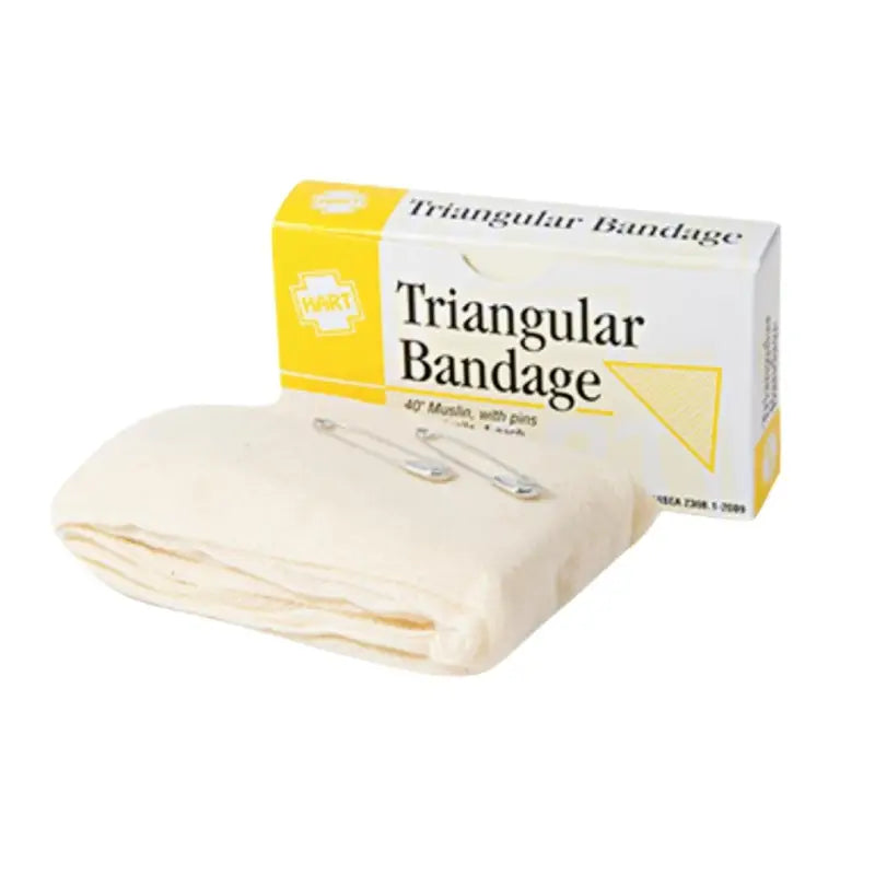 Triangular bandage and packaging from Waterproof 6000 Series First Aid Kit for allergic reactions