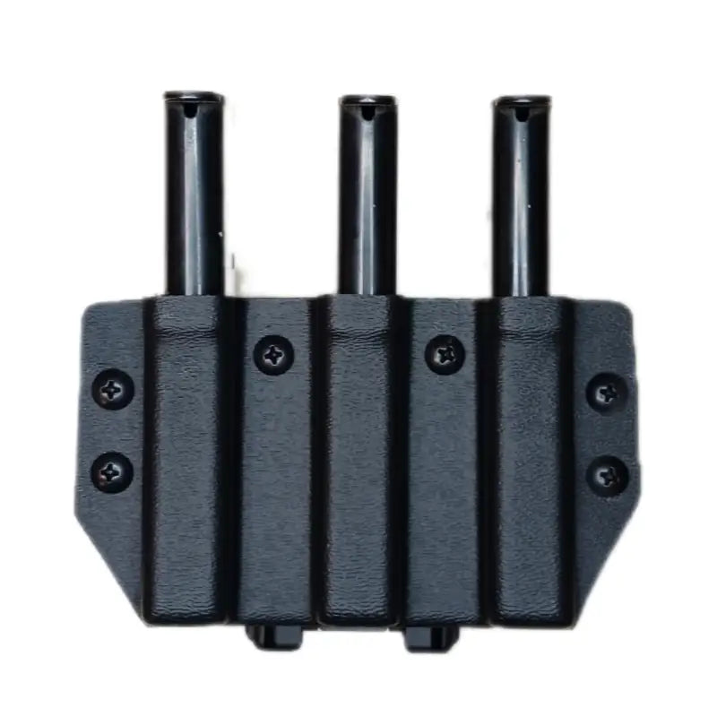 Black plastic Triple 1911 Magazine Carrier for first responders with three slots and screws