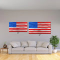 Two American flag paintings in red silver blue, ideal for Firefighter American Flag Gift