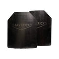 Two black DFARS compliant armor plates in a Level III Steel Armor Plate Set