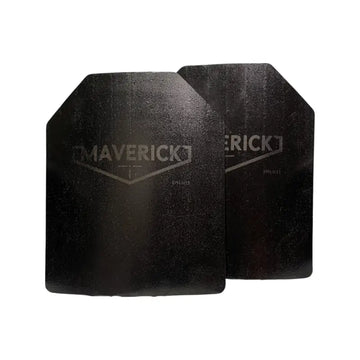 Two black DFARS compliant armor plates in a Level III Steel Armor Plate Set