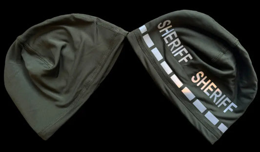 Olive-green sheriff beanies ideal for first responders, police, and firefighter uniforms