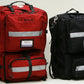 Two-piece emergency medical backpacks made of ballistic nylon with extensive storage for first responders