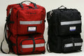 Two-piece emergency medical backpacks made of ballistic nylon with extensive storage for first responders