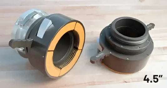 Two-piece fire hose coupling for firefighter and first responder hydrant adapters
