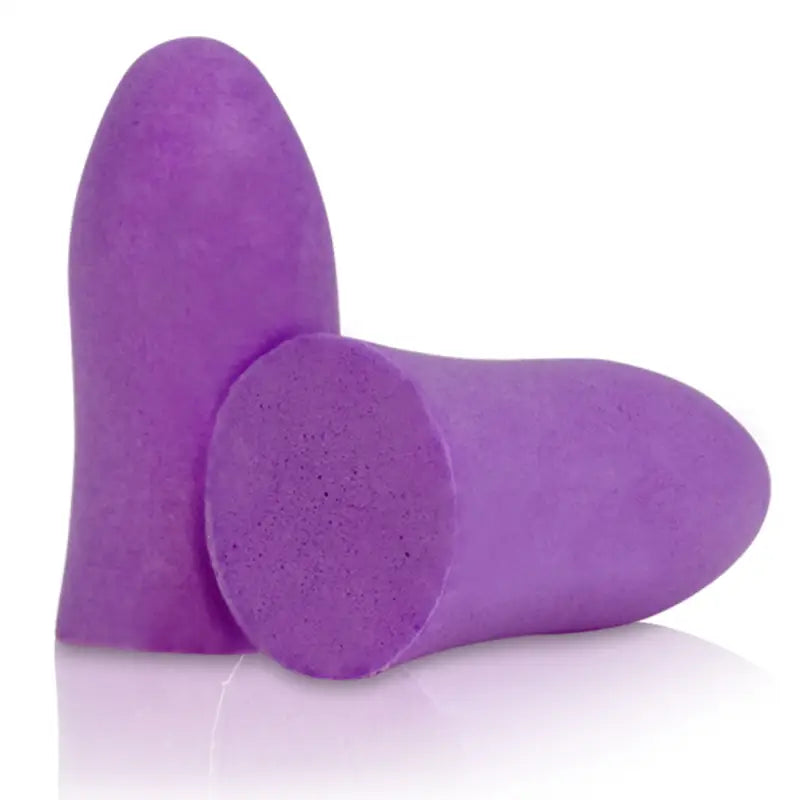 Two purple 31dB NRR bell-shaped soft foam earplugs from the 50 pairs pack