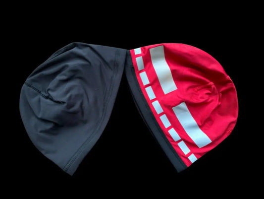 Reversible Beanie with reflective material perfect for First Responders and swimmers