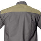 Two-tone Upland Shirt for Men with gray body and tan shoulder panels from behind