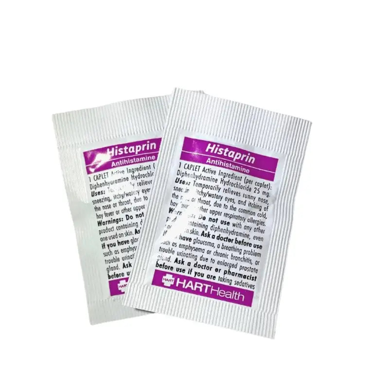 Two white sachets of Histaprin for allergic reactions in Waterproof 5000 Series First Aid Kit