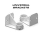 Two white universal brackets for Feniex Torch Pole Light installation