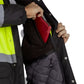 Red wallet being placed in inner pocket of UHV1004 HiVis Contractor Jacket