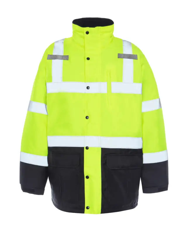 UHV1004 HiVis Contractor Jacket in Yellow with reflective stripes and black bottom section