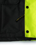Black and neon yellow UHV1004 HiVis Contractor Jacket with snap buttons from Utility Pro