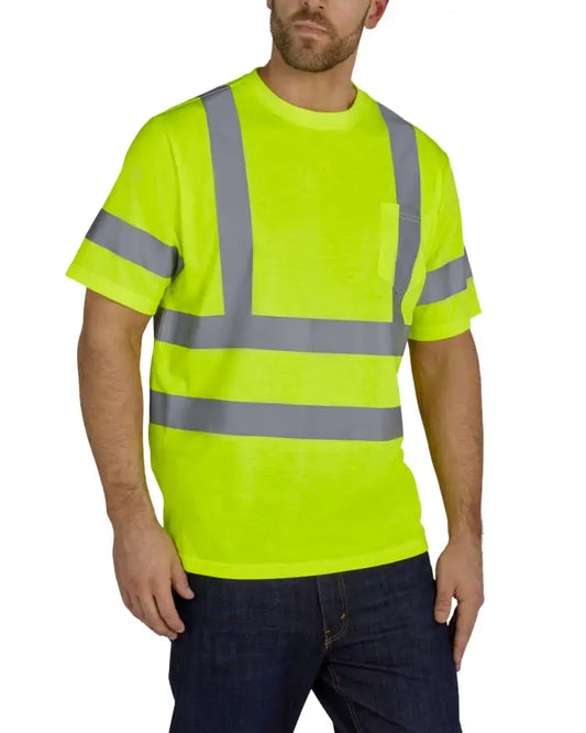 High-visibility neon yellow UHV302 HiVis safety t-shirt for first responders and firefighters