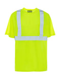 High-visibility neon yellow UHV303 HiVis Short Sleeve Tek Tee with reflective stripes
