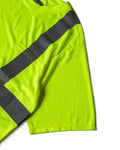 High-visibility neon yellow UHV303 HiVis Short Sleeve Tek Tee with reflective gray stripes