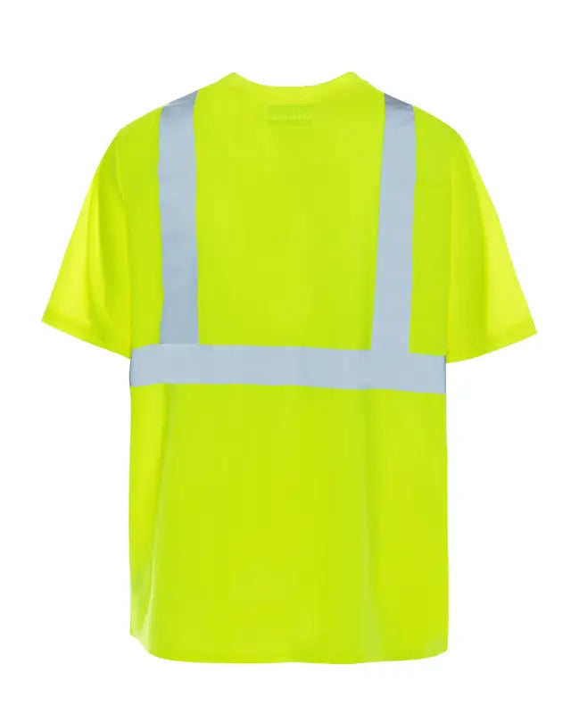 High-visibility neon yellow UHV303 HiVis Short Sleeve Tek Tee with reflective stripes