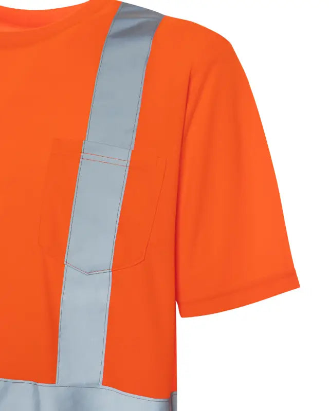 Orange UHV303 HiVis Short Sleeve Tek Tee with reflective safety stripe for visibility