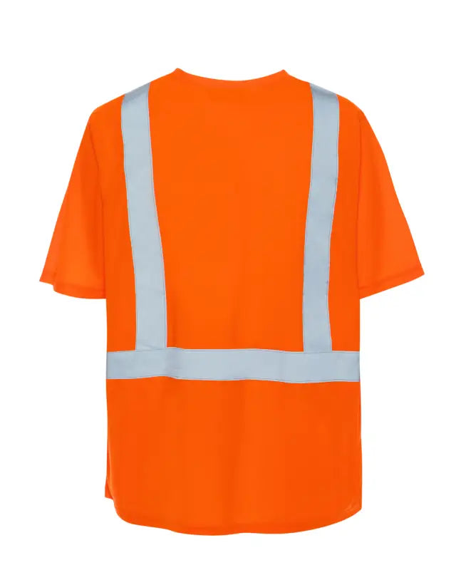 High-visibility orange UHV303 HiVis Short Sleeve Tek Tee with reflective stripes