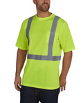 High-visibility neon yellow UHV303 HiVis Short Sleeve Tek Tee with reflective stripes