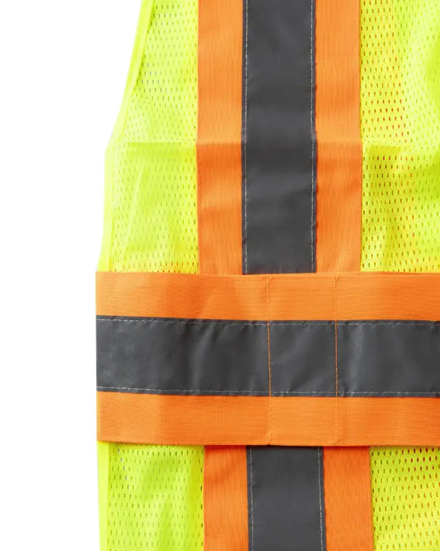 High-visibility UHV312 HiVis Expandable Mesh Vest with reflective orange and gray stripes