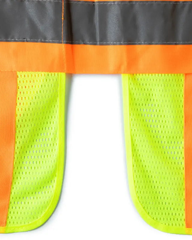 High-visibility safety vest featuring neon yellow mesh panels and orange fabric UHV312 HiVis Expandable