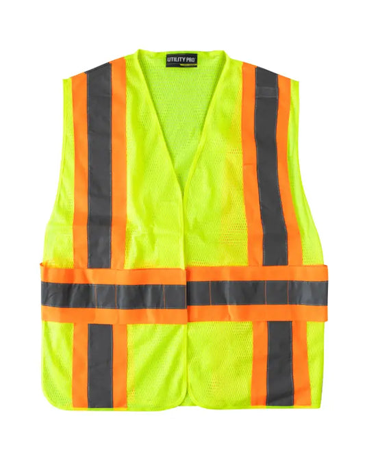 High-visibility UHV312 HiVis Expandable Mesh Vest with fluorescent yellow and reflective stripes