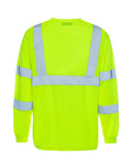 High-visibility yellow UHV403 HiVis Long Sleeve Tek Tee with reflective stripes