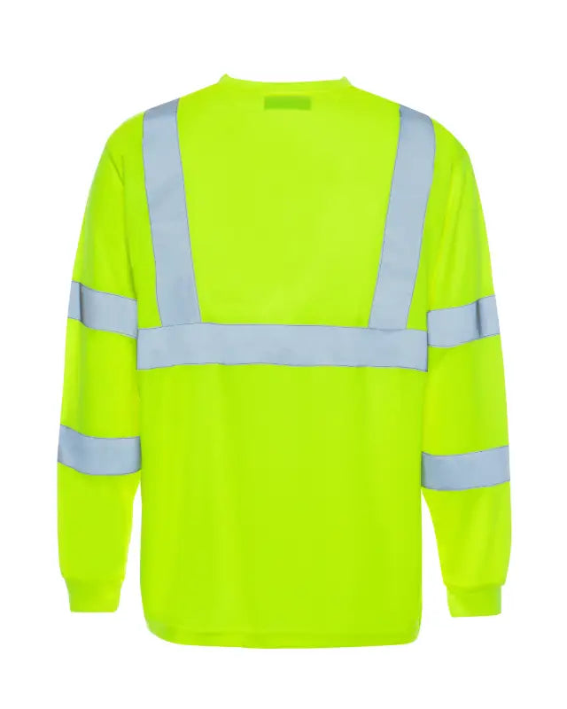 High-visibility yellow UHV403 HiVis Long Sleeve Tek Tee with reflective stripes