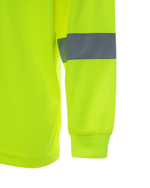 Neon yellow UHV403 HiVis Long Sleeve Tek Tee with gray reflective stripe on sleeve