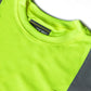 Neon yellow UHV403 HiVis Long Sleeve Tek Tee with black label tag for visibility