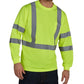 High-visibility neon yellow UHV403 HiVis Long Sleeve Tek Tee with reflective stripes