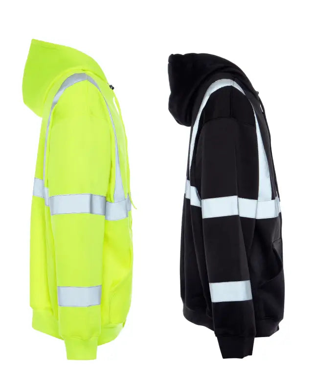 High-visibility UHV424 HiVis Sweatshirt in neon yellow and black with reflective stripes