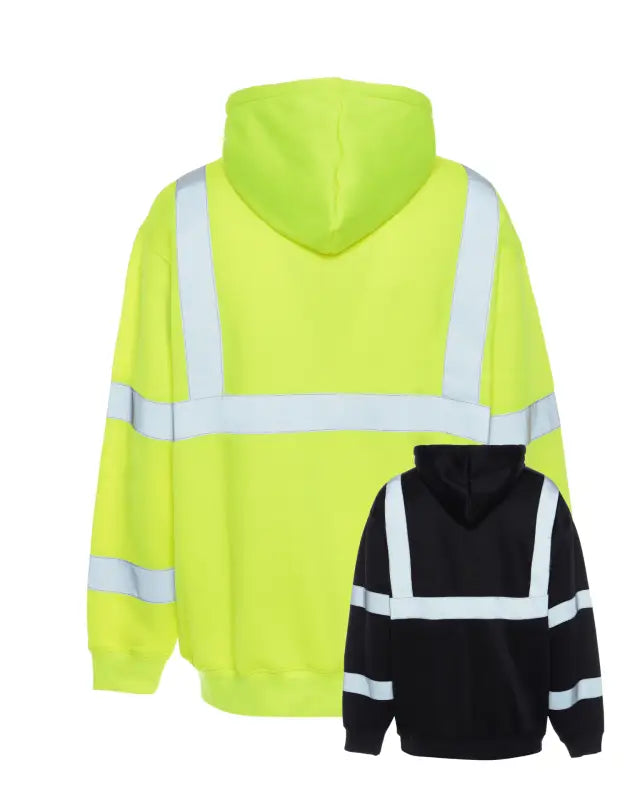 High-visibility neon yellow UHV424 HiVis Sweatshirt with reflective safety stripes