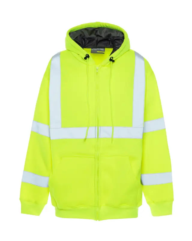 High-visibility neon yellow UHV424 HiVis Sweatshirt with reflective stripes for safety